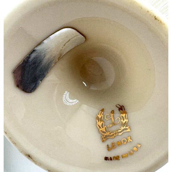 Lenox Savoy Collection Swirl Ribbed Bud Vase Cream & Gold Accents 7" Tall - Picture 4 of 4